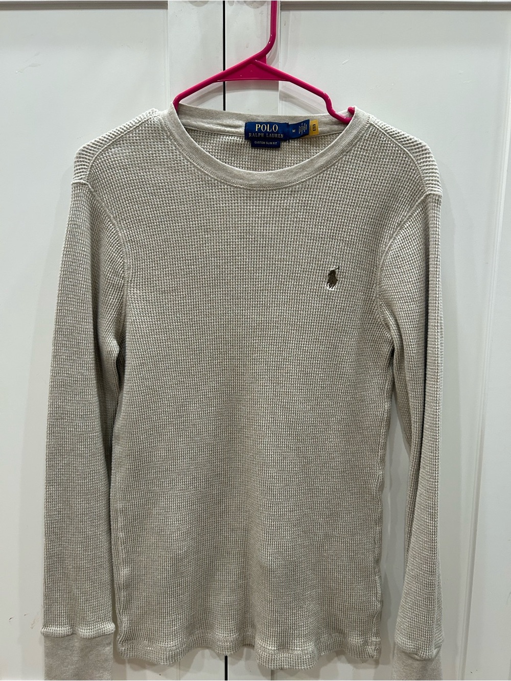 Ralph Lauren Cream Waffle-Knit Crewneck Sweater